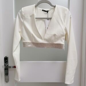 Zara| Shimmer Deep V Crop Top